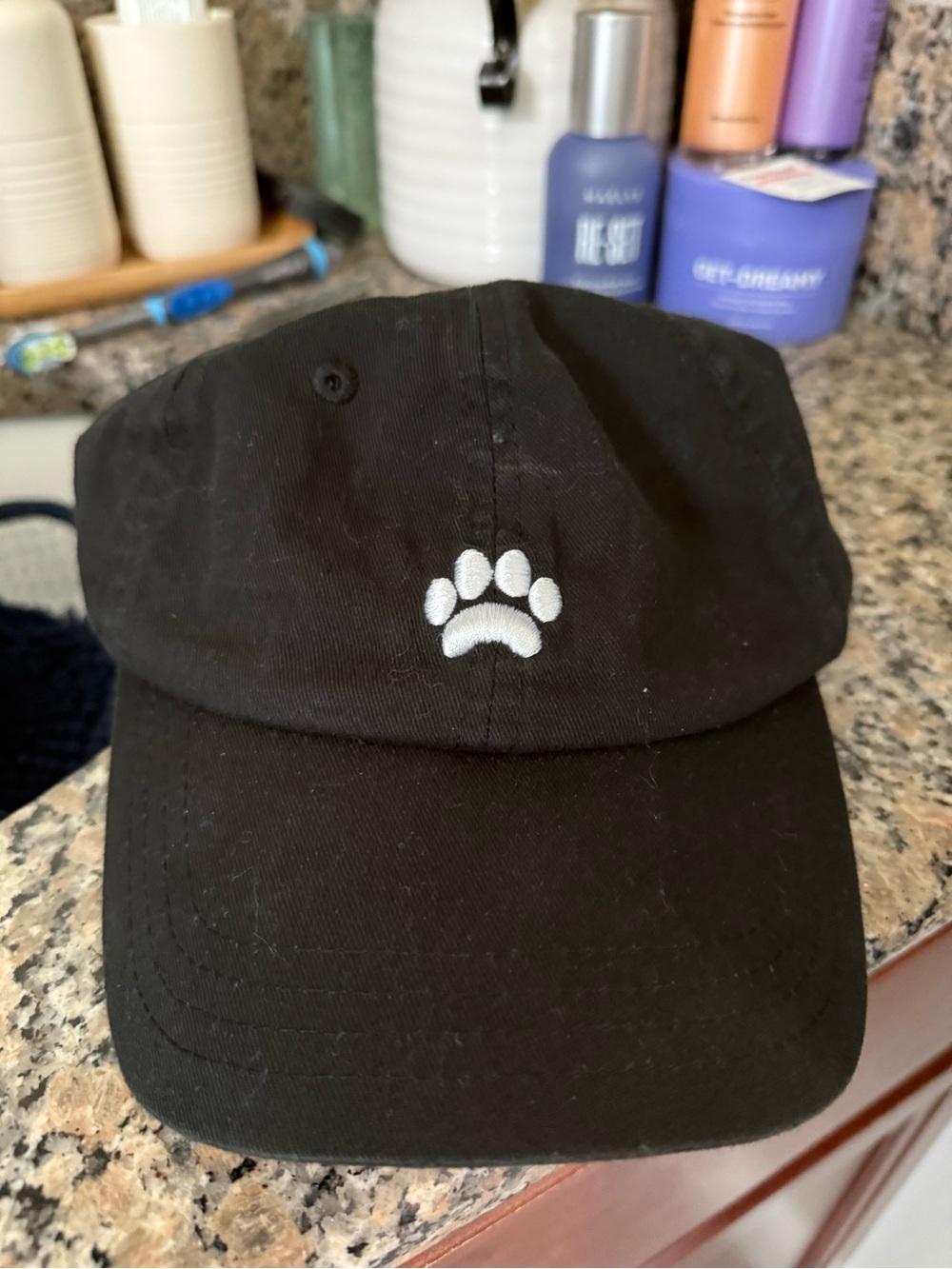 PAWZ Black Cap with White Paw Embroidery